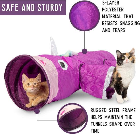 magic-mewnicorn-multi-cat-tunnel-boredom-relief-toysMagic Mewnicorn Multi Cat Tunnel Boredom Relief Toys with Crinkle Feather String for Dogs, Cats, Rabbits, Kittens and Guinea Pigs for Hiding Hunting and Resting