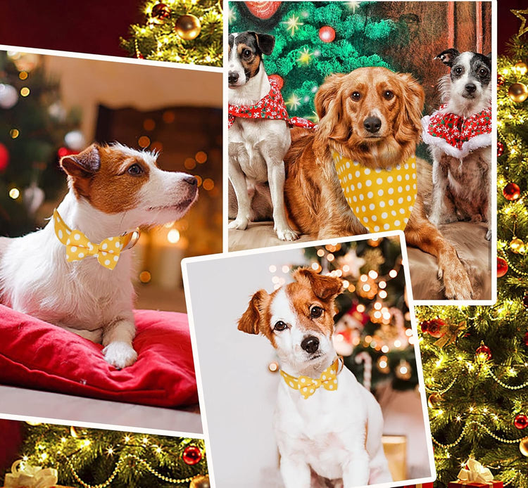 Large dog collar cuteLarge Dogs Collar Cute, Girl Dog Collar with Bow Tie, Fall Dog Bandana Collar, Bowtie Dog Collar for Medium Dogs, Female Dog Collar Christmas, Dog Girl Collar Yellow for Medium and Large Dogs