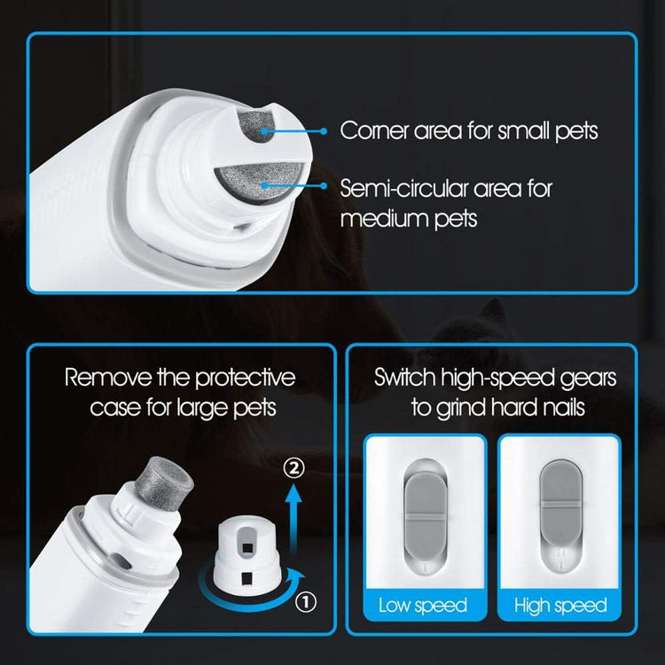 professional dog nail grinderDog Nail Grinder Upgraded - Professional 2-Speed Electric Rechargeable Pet Nail Trimmer Painless Paws Grooming & Smoothing for Small Medium Large Dogs & Cats