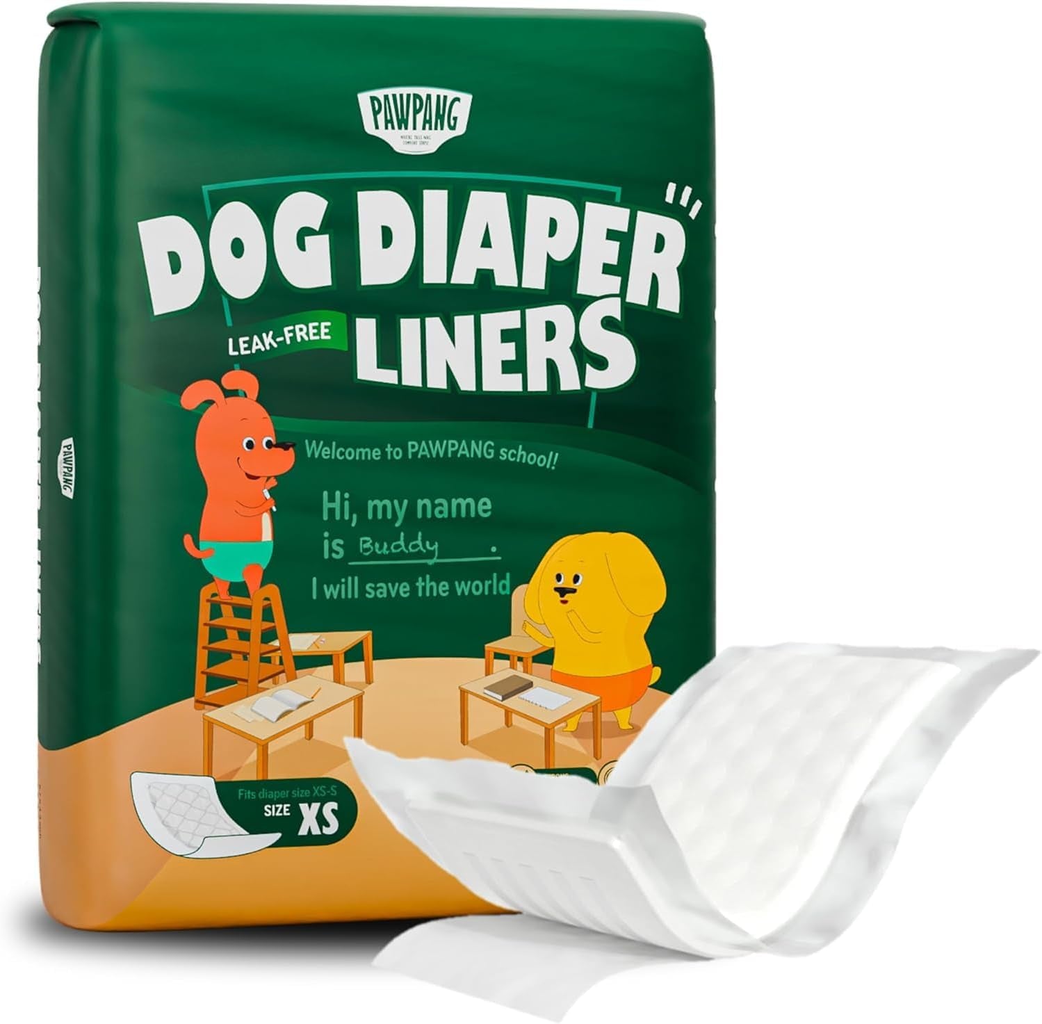 Disposable Dog Diaper Liners Booster Pads for Male & Female Dogs, 100Ct, 5 Sizes Options, Doggie Diaper Inserts Fit Most Types of Dog Diapers - Pet Belly Bands & Male Wraps (X-Small(100Ct))