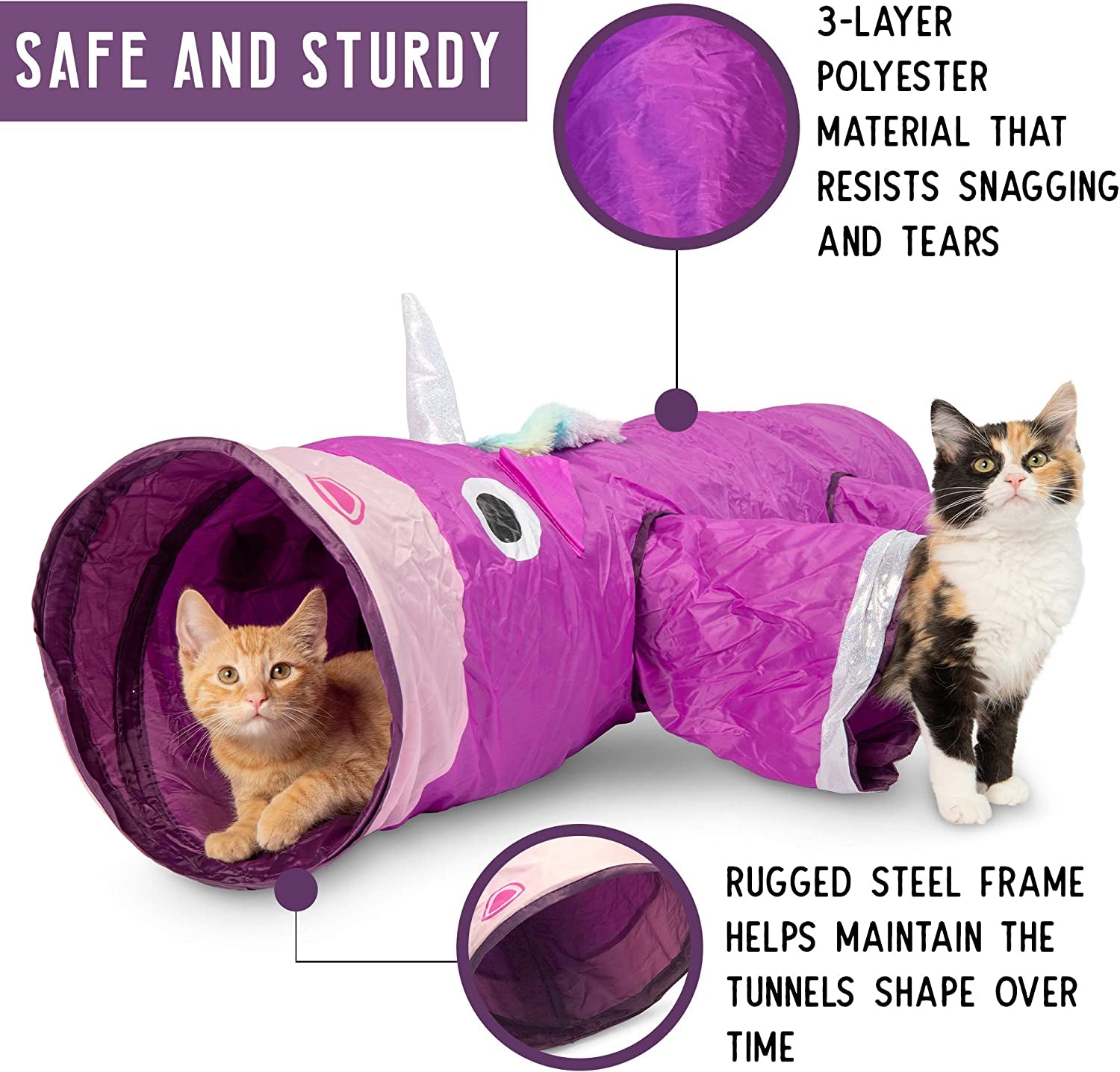 magic-mewnicorn-multi-cat-tunnel-boredom-relief-toysMagic Mewnicorn Multi Cat Tunnel Boredom Relief Toys with Crinkle Feather String for Dogs, Cats, Rabbits, Kittens and Guinea Pigs for Hiding Hunting and Resting