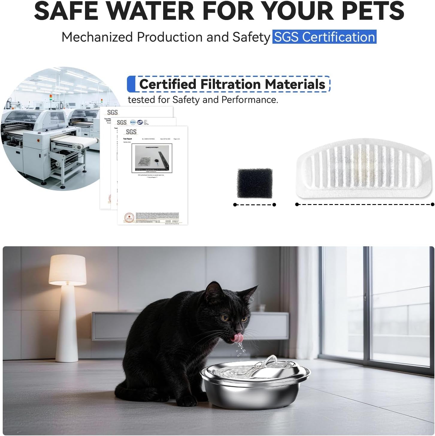 Cat Water Fountain Filters, Replacement Carbon, Resin Filter ONLY for D30 67Oz/2L Automatic Cat Fountain Dog Water Dispenser, 4 Filtration System (12PCS Filters）