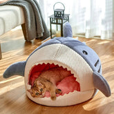 Plush Shark Pet Bed for Cats & Small DogsLuxury Plush Shark Pet Bed