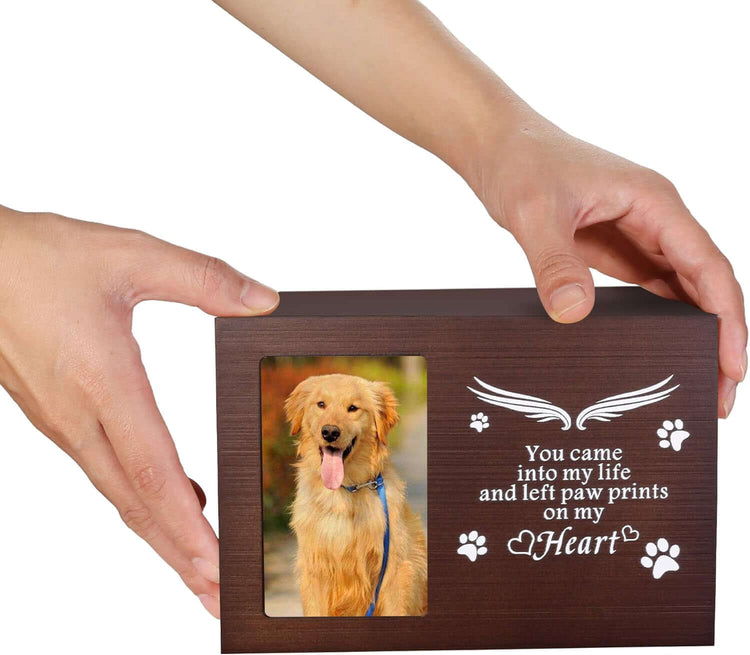 pet memorial urn with photo framePet Memorial Keepsake - Cat or Dog Urn with Photo Frame, Wooden Bamboo Urn for Memorial Gifts