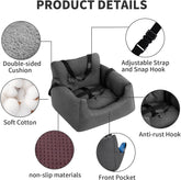 Dog Car Seat，Pet Booster Seat Dog Bed Pet Travel Safety Car Seat with Storage Pocket for Small Dogs or Cats