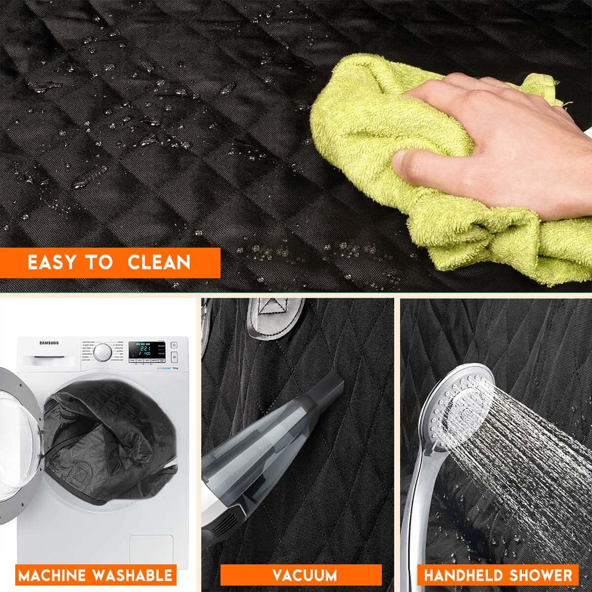 Dog Car Seat Cover, Back Seat Cover for Dogs Pet Car Seat Protector Waterproof Bench Car Seat Cover, Non-Slip Reat Seat Cover Fits Middle Armrest for Most Cars Trucks Suvs - Black Easy to Clean Features