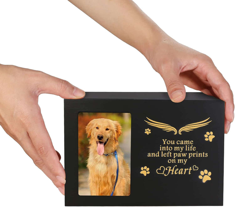 pet urns for dogs and catsPet Urns for Dogs or Cats - Dog Keepsake Box, Cremation Urn with Photo Frame, Large Wooden Urn (170 Cubic Inches)