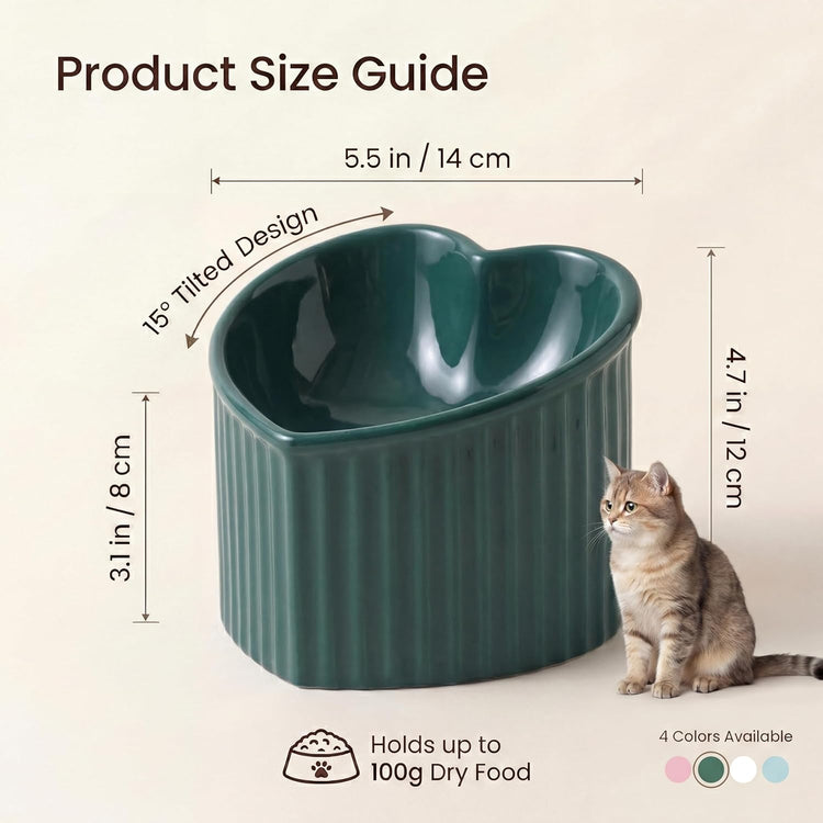 tilted elevated ceramic cat bowlsDark Green Ceramic Raised Cat Bowls, Tilted Elevated Food or Water Bowls, Stress Free, Backflow Prevention, Dishwasher and Microwave Safe, Lead & Cadmium Free