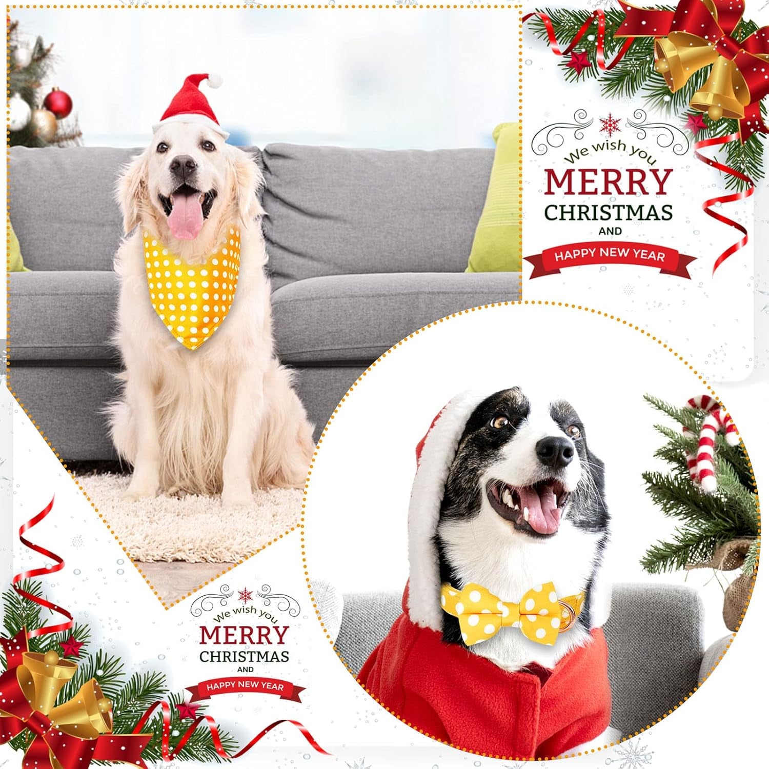 Large dog collar cuteLarge Dogs Collar Cute, Girl Dog Collar with Bow Tie, Fall Dog Bandana Collar, Bowtie Dog Collar for Medium Dogs, Female Dog Collar Christmas, Dog Girl Collar Yellow for Medium and Large Dogs