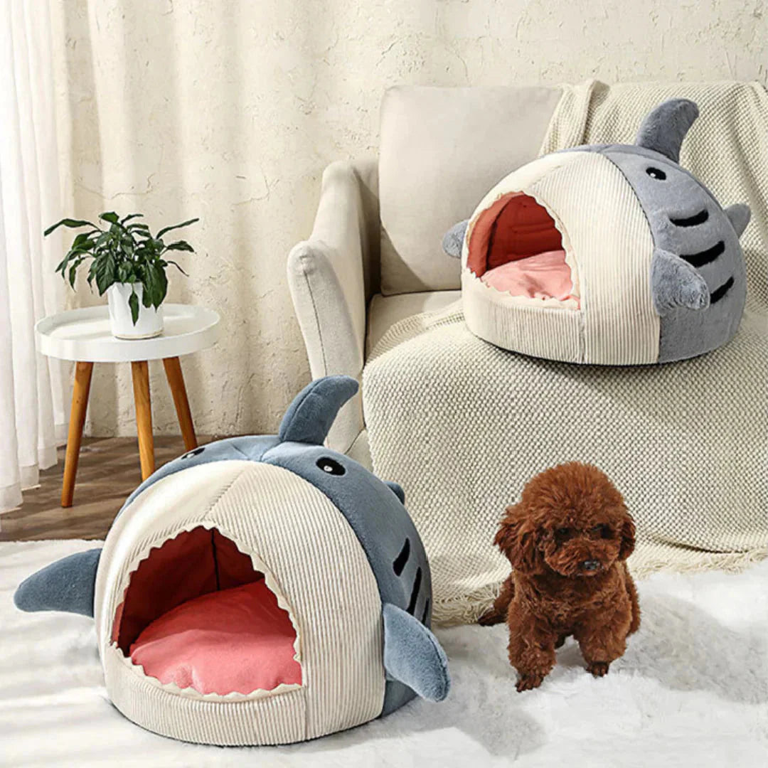 Plush Shark Pet Bed for Cats & Small DogsLuxury Plush Shark Pet Bed