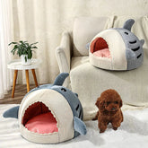 Plush Shark Pet Bed for Cats & Small DogsLuxury Plush Shark Pet Bed