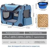 Portable Collapsible Dog Crate, Travel Dog Crate 24X17X17 with Soft Warm Blanket and Foldable Bowl for Large Cats & Small Dogs Indoor and Outdoor