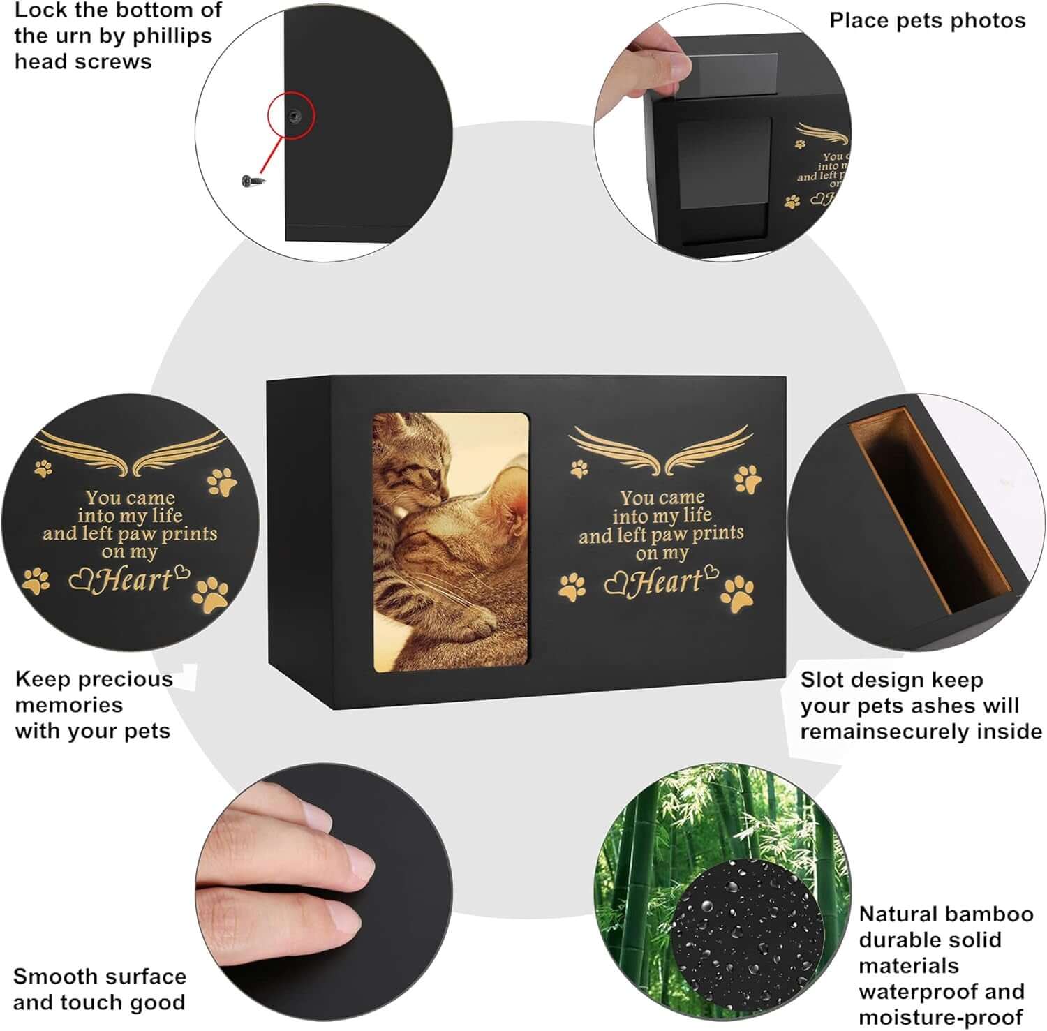 pet urns for dogs and catsPet Urns for Dogs or Cats - Dog Keepsake Box, Cremation Urn with Photo Frame, Large Wooden Urn (170 Cubic Inches)