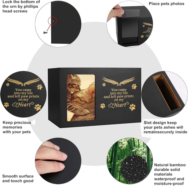 pet urns for dogs and catsPet Urns for Dogs or Cats - Dog Keepsake Box, Cremation Urn with Photo Frame, Large Wooden Urn (170 Cubic Inches)