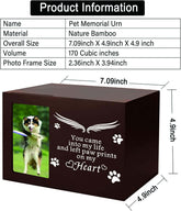 pet memorial urn with photo framePet Memorial Keepsake - Cat or Dog Urn with Photo Frame, Wooden Bamboo Urn for Memorial Gifts