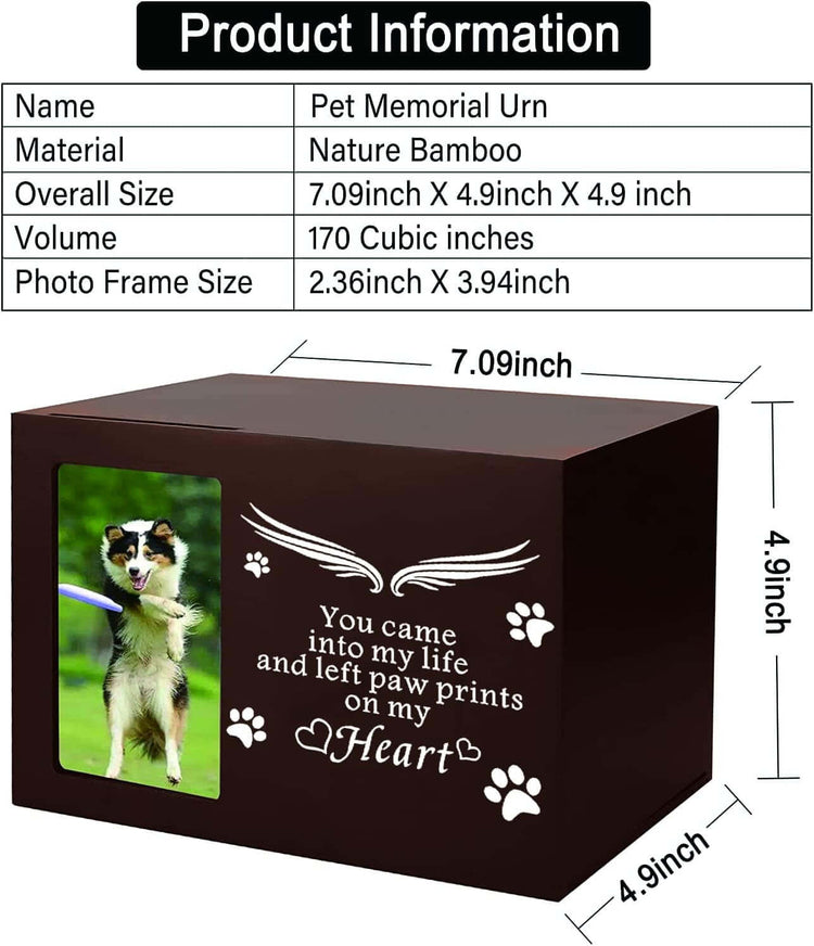 pet memorial urn with photo framePet Memorial Keepsake - Cat or Dog Urn with Photo Frame, Wooden Bamboo Urn for Memorial Gifts
