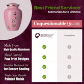 Ottillie Paws Legacy Series Pet Urn for Dogs, Handmade Aluminum Memorial Cremation Urn (Large - Pets up to 115 Lbs, Ardent Pink, Vertical Pewter Paws)