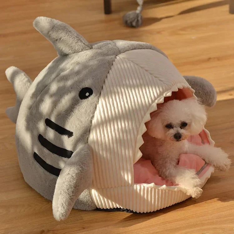 Plush Shark Pet Bed for Cats & Small DogsLuxury Plush Shark Pet Bed