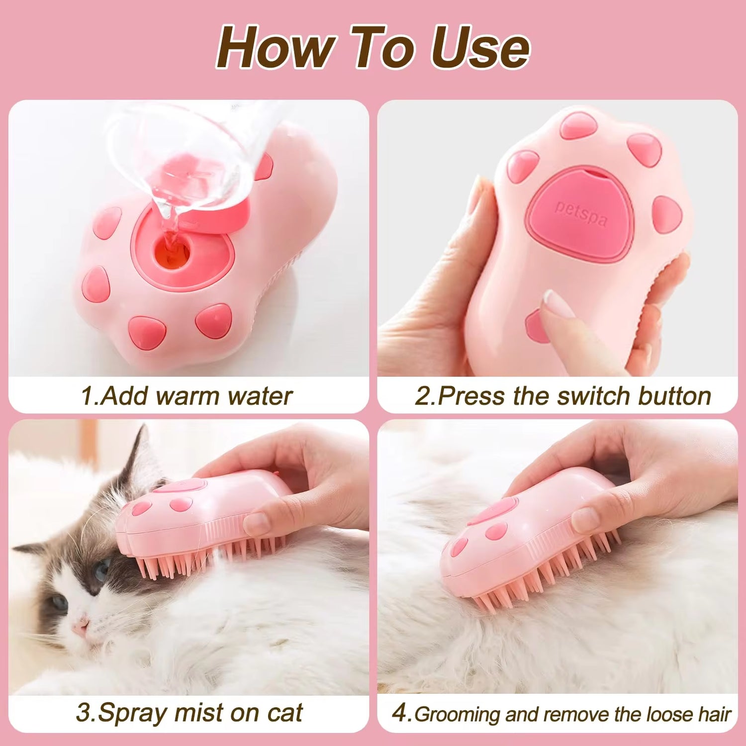 electric pet grooming brush3 in 1 Pet Brush Cat Steam Brush Comb Dog Brush Electric Spray Cat Hair Brushes Massage Pet Grooming Hair Removal Combs