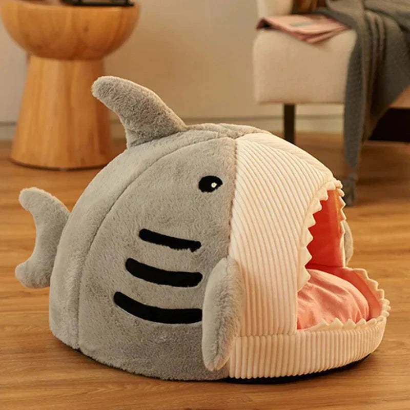 Plush Shark Pet Bed for Cats & Small DogsLuxury Plush Shark Pet Bed