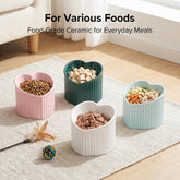 tilted elevated ceramic cat bowlsDark Green Ceramic Raised Cat Bowls, Tilted Elevated Food or Water Bowls, Stress Free, Backflow Prevention, Dishwasher and Microwave Safe, Lead & Cadmium Free