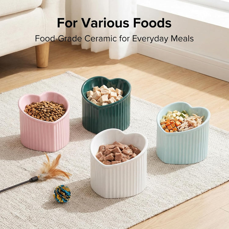 tilted elevated ceramic cat bowlsDark Green Ceramic Raised Cat Bowls, Tilted Elevated Food or Water Bowls, Stress Free, Backflow Prevention, Dishwasher and Microwave Safe, Lead & Cadmium Free