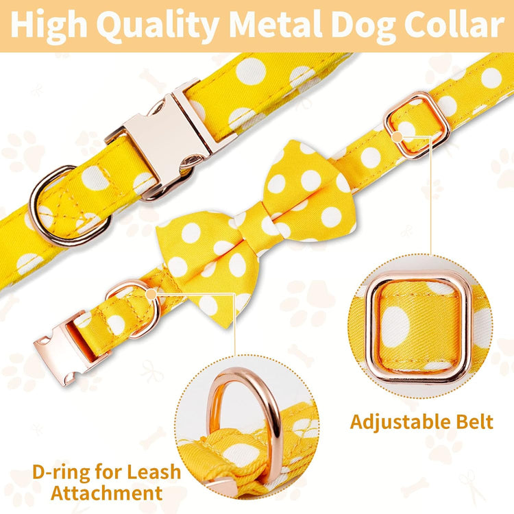 Large dog collar cuteLarge Dogs Collar Cute, Girl Dog Collar with Bow Tie, Fall Dog Bandana Collar, Bowtie Dog Collar for Medium Dogs, Female Dog Collar Christmas, Dog Girl Collar Yellow for Medium and Large Dogs