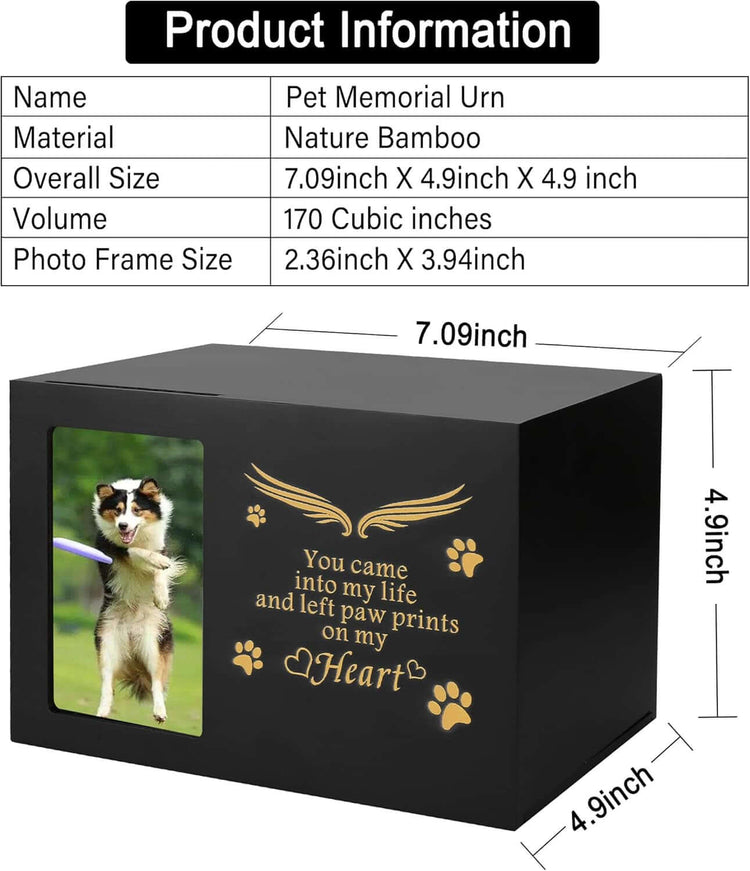 pet urns for dogs and catsPet Urns for Dogs or Cats - Dog Keepsake Box, Cremation Urn with Photo Frame, Large Wooden Urn (170 Cubic Inches)