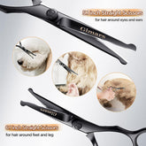 professional grooming scissors for dogs7Inch Professional 4CR Stainless Steel 6 in 1 Grooming Scissors for Dogs with Safety round Tip, Heavy Duty Titanium Coated Pet Grooming Scissor for Dogs, Cats and Other Animals