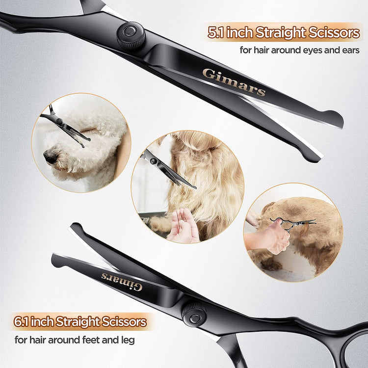 professional grooming scissors for dogs7Inch Professional 4CR Stainless Steel 6 in 1 Grooming Scissors for Dogs with Safety round Tip, Heavy Duty Titanium Coated Pet Grooming Scissor for Dogs, Cats and Other Animals