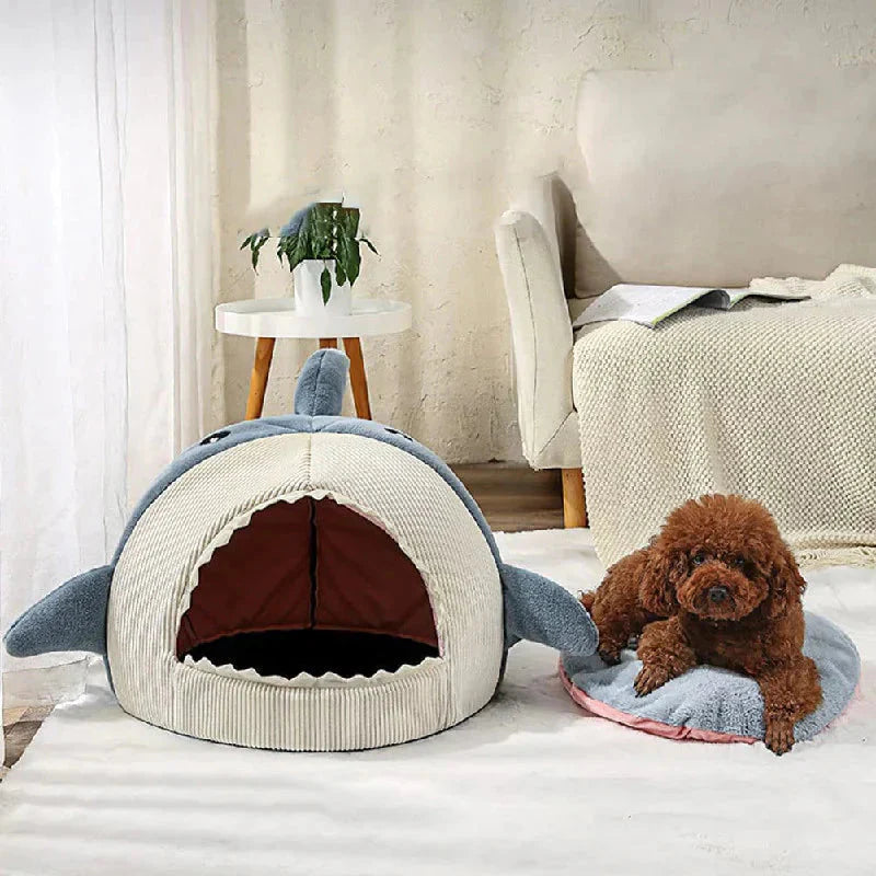Plush Shark Pet Bed for Cats & Small DogsLuxury Plush Shark Pet Bed