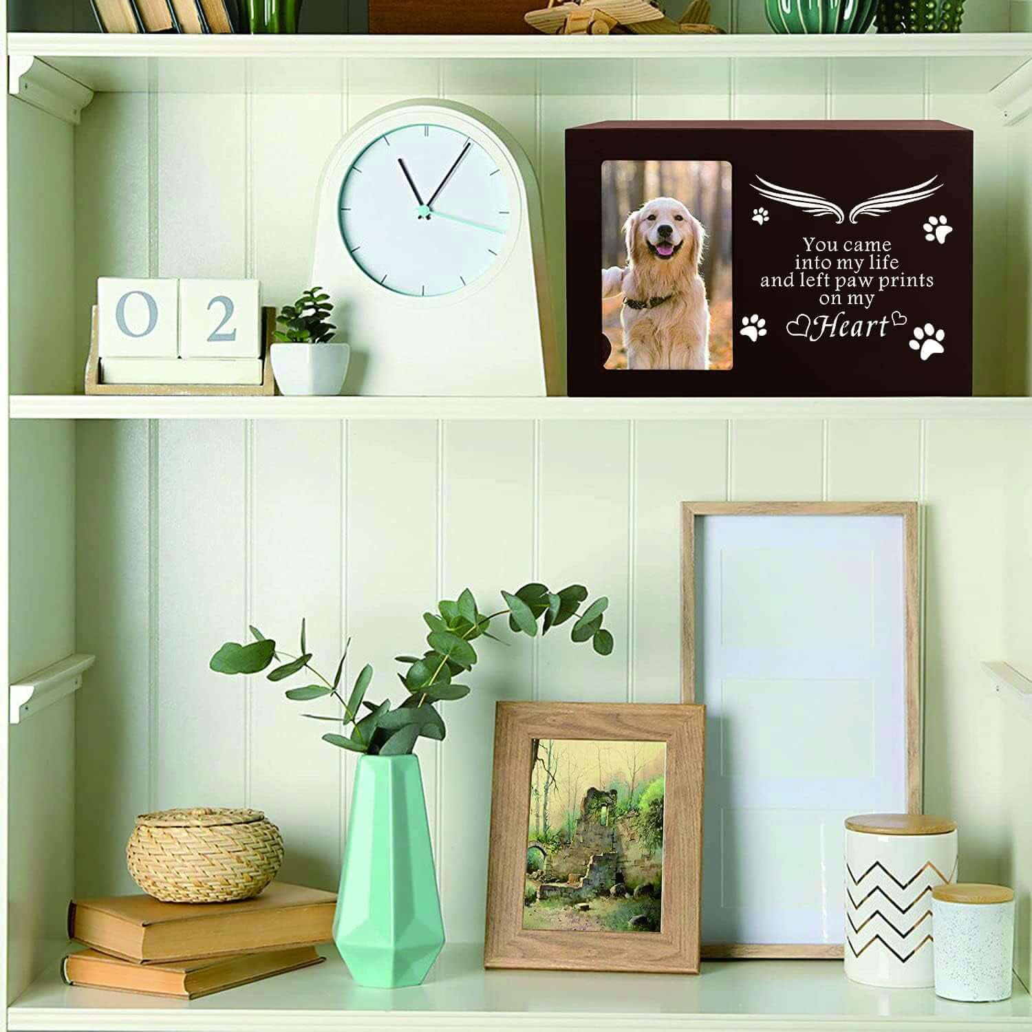 pet memorial urn with photo framePet Memorial Keepsake - Cat or Dog Urn with Photo Frame, Wooden Bamboo Urn for Memorial Gifts