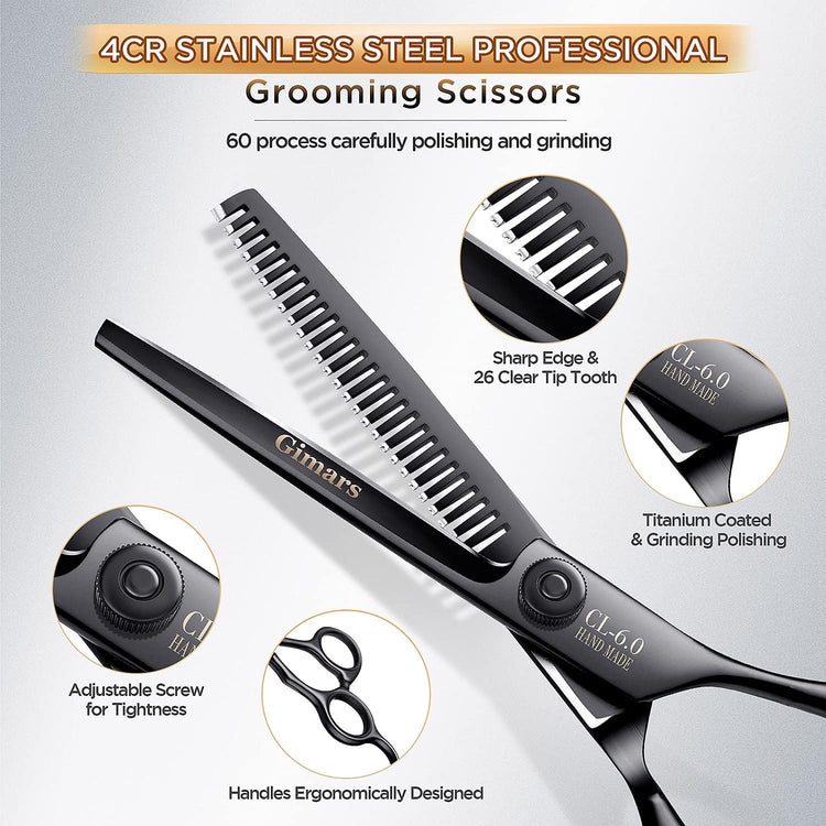 professional grooming scissors for dogs7Inch Professional 4CR Stainless Steel 6 in 1 Grooming Scissors for Dogs with Safety round Tip, Heavy Duty Titanium Coated Pet Grooming Scissor for Dogs, Cats and Other Animals