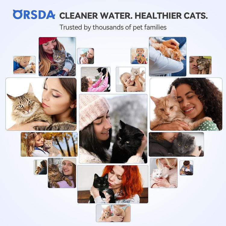 Cat Water Fountain Filters, Replacement Carbon, Resin Filter ONLY for D30 67Oz/2L Automatic Cat Fountain Dog Water Dispenser, 4 Filtration System (12PCS Filters）