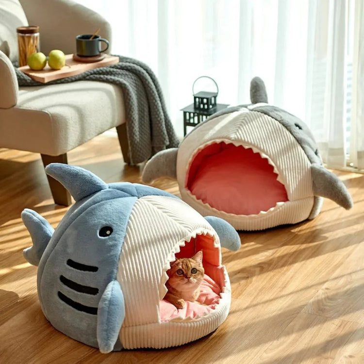 Plush Shark Pet Bed for Cats & Small DogsLuxury Plush Shark Pet Bed