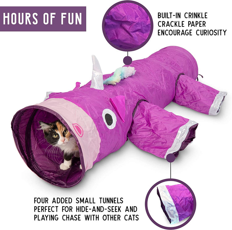 magic-mewnicorn-multi-cat-tunnel-boredom-relief-toysMagic Mewnicorn Multi Cat Tunnel Boredom Relief Toys with Crinkle Feather String for Dogs, Cats, Rabbits, Kittens and Guinea Pigs for Hiding Hunting and Resting