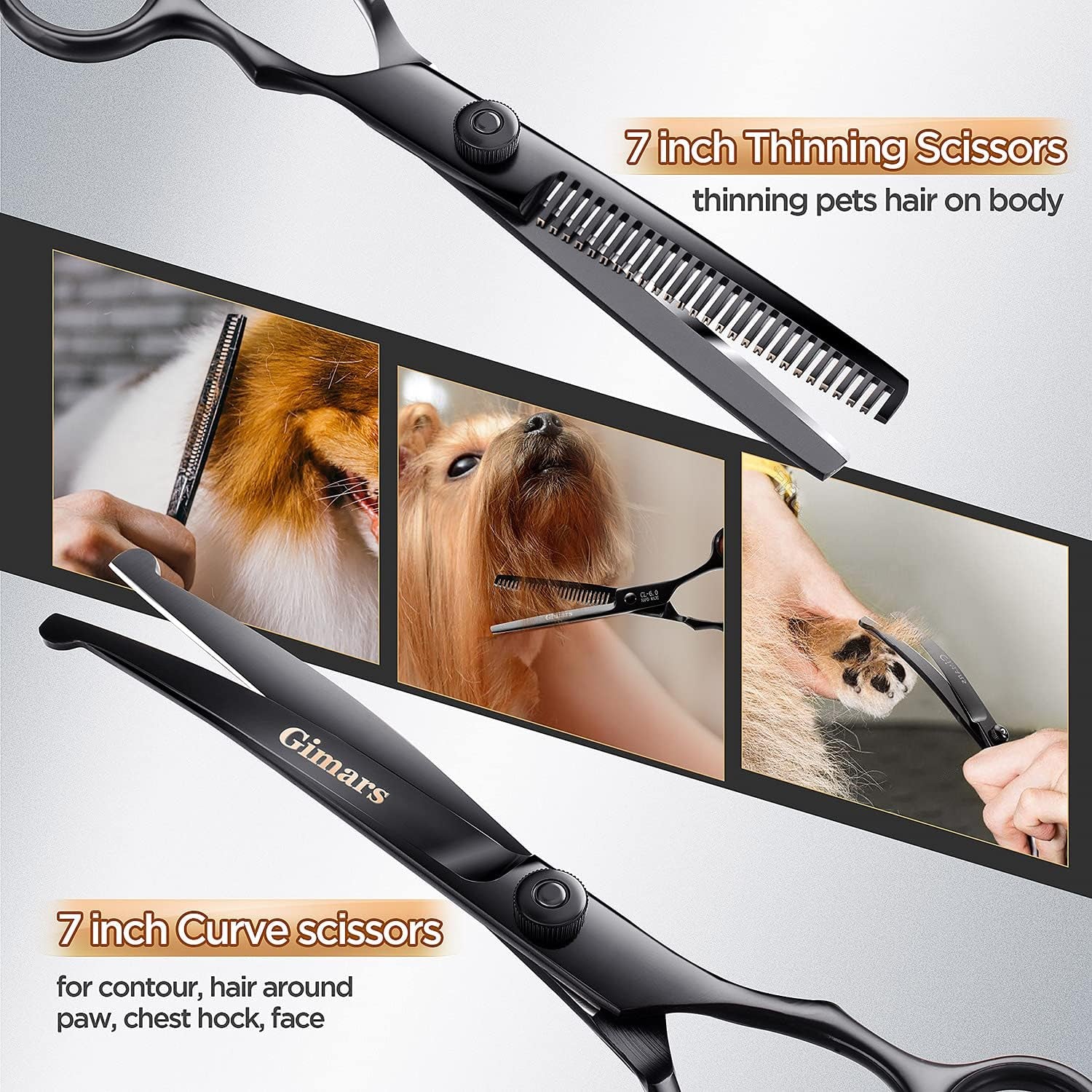 professional grooming scissors for dogs7Inch Professional 4CR Stainless Steel 6 in 1 Grooming Scissors for Dogs with Safety round Tip, Heavy Duty Titanium Coated Pet Grooming Scissor for Dogs, Cats and Other Animals